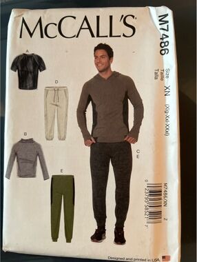 McCall's M7486 Men's Activewear Sewing Pattern - Hoodie, Sweatshirt, Jogger Pant